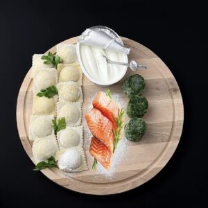 Равіолі  з лососем, крем-сиром  та шпинатом